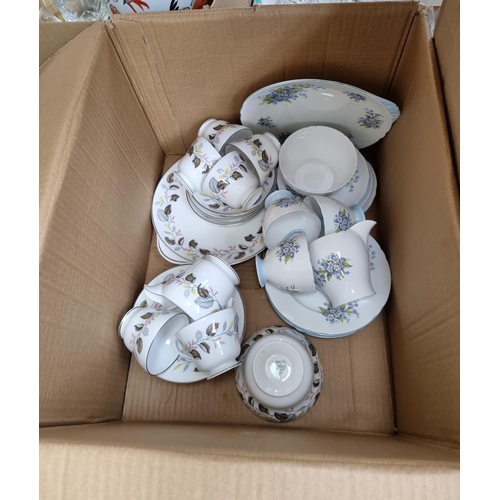 968 - Three boxes containing ceramics to include Noritake bud vase, Shelley Ferndown fine bone china teawa... 