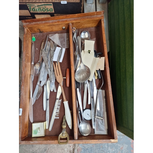 968A - Three boxes containing house clearance items to include cutlery, vintage board games, sterling silve... 