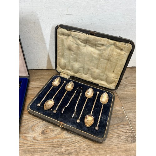 355 - Three cased sets of silver plated cutlery