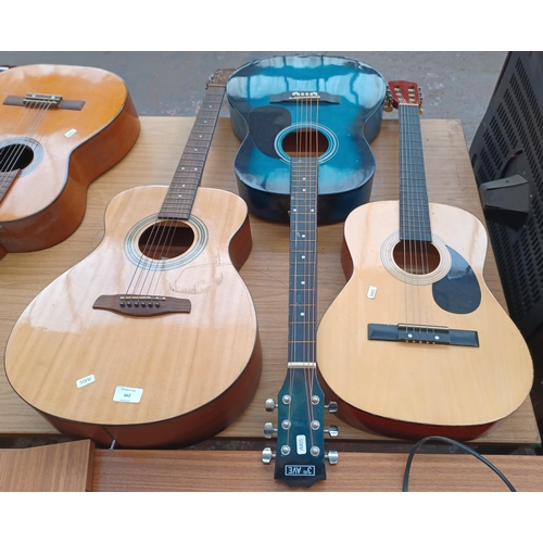 662 - Three steel strung acoustic guitars, one Burswood, one Brunswick and one 3rd AVE