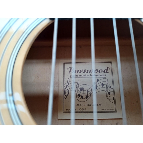 662 - Three steel strung acoustic guitars, one Burswood, one Brunswick and one 3rd AVE