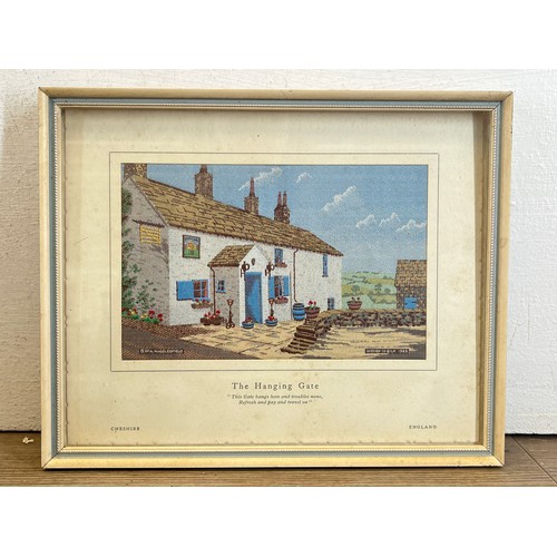 224D - Two framed Brocklehurst Whiston Macclesfield Silk pictures, one horse and carriage scene and one The... 