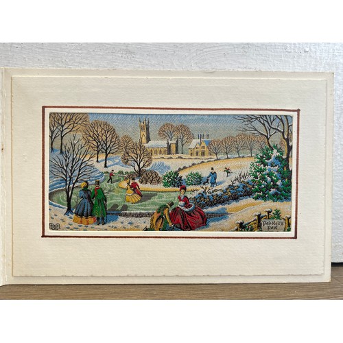 224G - Two Brocklehurst Whiston Macclesfield Silk pictures, one unframed Paddler's Pool and one framed Old ... 