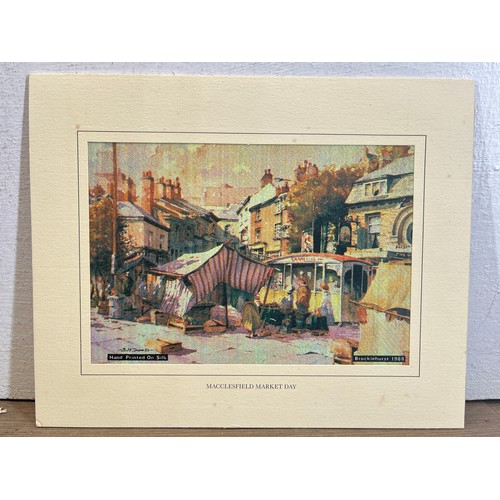 224K - Two unframed Brocklehurst hand printed silk pictures, Macclesfield Market Day and Macclesfield Chesh... 