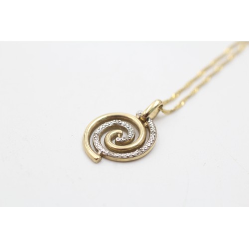 1181 - A 9ct gold diamond set spiral pendant necklace - approx. gross weight 2.5 grams