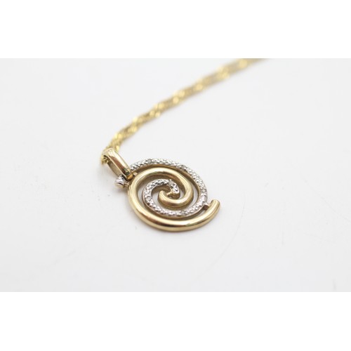 1181 - A 9ct gold diamond set spiral pendant necklace - approx. gross weight 2.5 grams