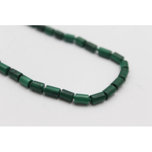 1006 - A 9ct gold malachite necklace and earrings set - approx. gross weight 21.1 grams