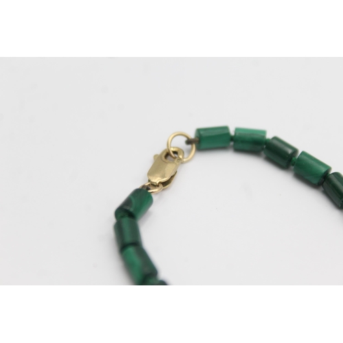 1006 - A 9ct gold malachite necklace and earrings set - approx. gross weight 21.1 grams