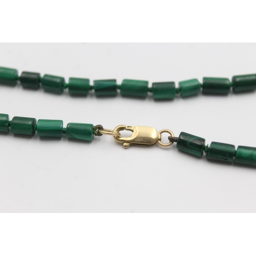 1006 - A 9ct gold malachite necklace and earrings set - approx. gross weight 21.1 grams