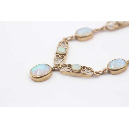 1013 - A 9ct gold opal lariat drop chain necklace - approx. gross weight 5.2 grams