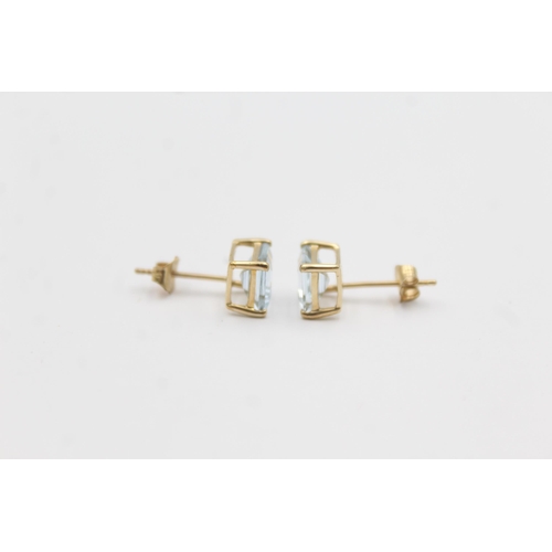 1018 - Two pairs of 9ct gold gemstone earrings, one aquamarine and one ametrine - approx. gross weight 4 gr... 