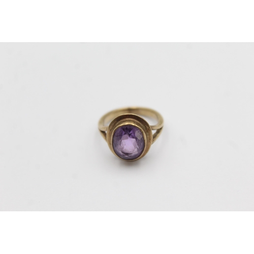 1041 - A 9ct gold amethyst solitaire ring - approx. gross weight 3 grams