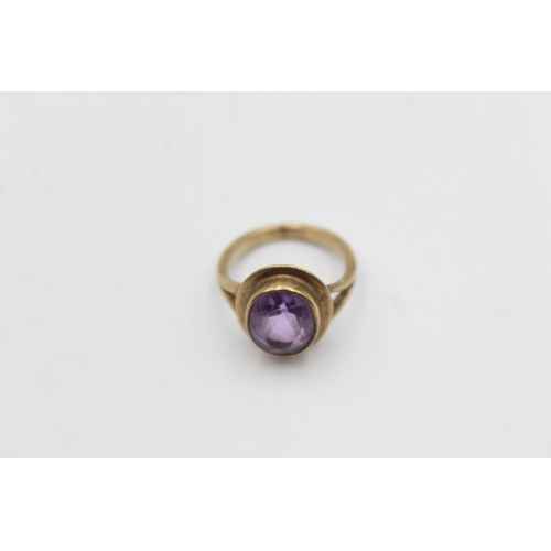 1041 - A 9ct gold amethyst solitaire ring - approx. gross weight 3 grams