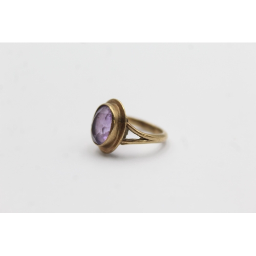 1041 - A 9ct gold amethyst solitaire ring - approx. gross weight 3 grams