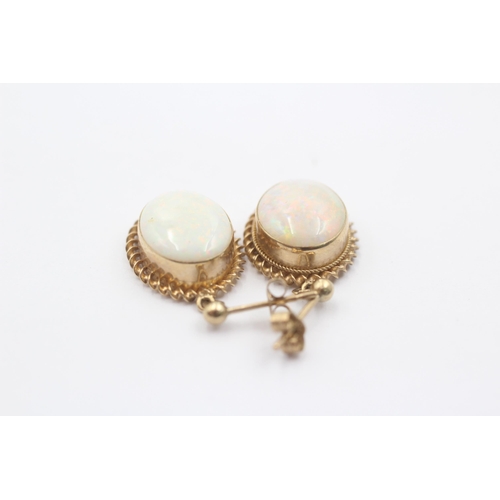 1078 - A pair of 9ct gold opal earrings - approx. gross weight 2.7 grams