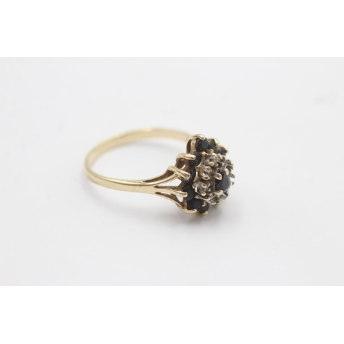 1093 - A 9ct gold sapphire and diamond cluster dress ring - approx. gross weight 2.4 grams