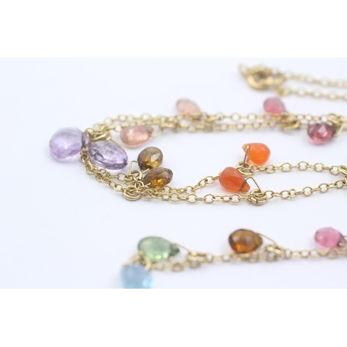 1097 - A 9ct gold faceted garnet, topaz, amethyst and tourmaline necklace - approx. gross weight 8.5 grams