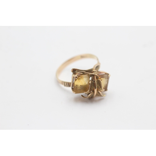 1102 - A 14ct gold citrine stylised floral setting dress ring - approx. gross weight 3.2 grams