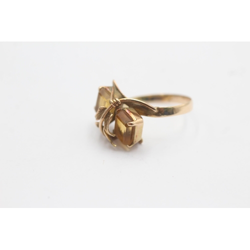 1102 - A 14ct gold citrine stylised floral setting dress ring - approx. gross weight 3.2 grams