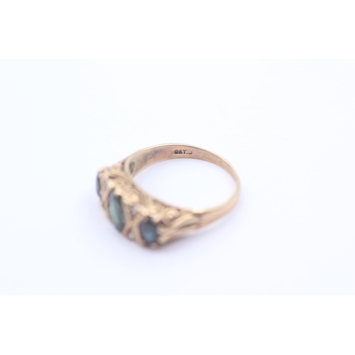 1132 - A 9ct gold sapphire and diamond gypsy setting ring - approx. gross weight 3.1 grams