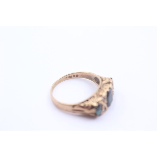 1132 - A 9ct gold sapphire and diamond gypsy setting ring - approx. gross weight 3.1 grams