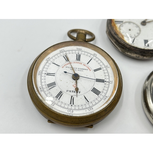 1237 - Five antique and later pocket watches, three hallmarked sterling silver, one WWII military issued ni... 