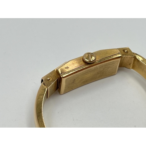 1239 - A mid 20th century Onsa mechanical lady's wristwatch with 18ct gold case and bracelet - approx. gros... 