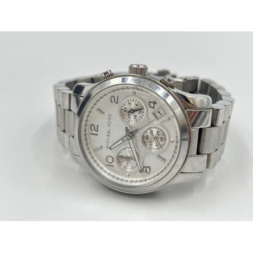 1241 - A boxed Michael Kors MK-5076 quartz 38mm men's wristwatch with stainless steel bracelet, spare links... 