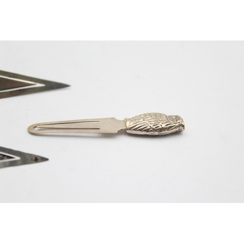 1273 - Three hallmarked sterling silver bookmarks/letter openers - approx. gross weight 13 grams