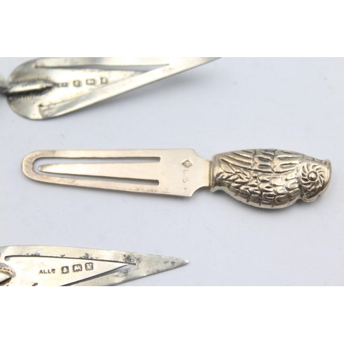 1273 - Three hallmarked sterling silver bookmarks/letter openers - approx. gross weight 13 grams