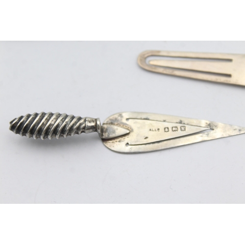 1273 - Three hallmarked sterling silver bookmarks/letter openers - approx. gross weight 13 grams