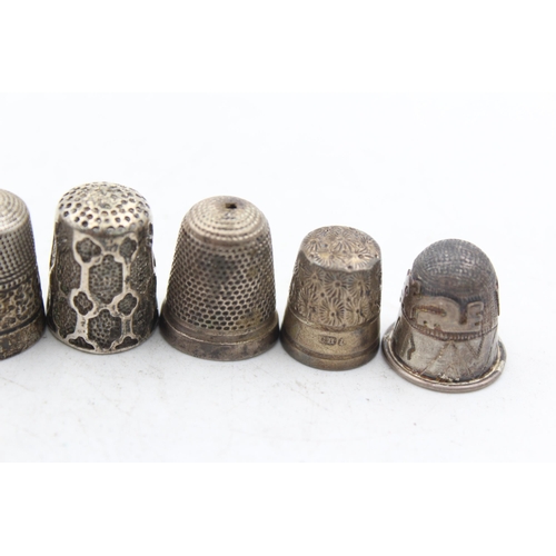 1281 - Seven hallmarked sterling silver thimbles to include Charles Horner etc. - approx. gross weight 57 g... 