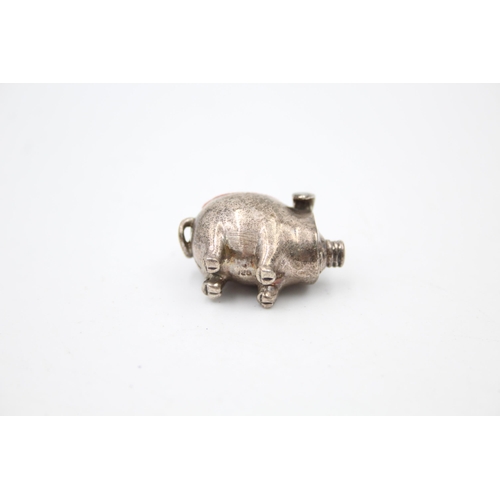 1292 - A .925 silver novelty pig pin cushion - approx. gross weight 10 grams