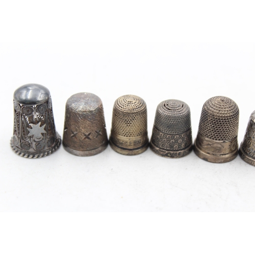 1300 - Eight .925 silver thimbles to include Charles Horner etc. - approx. gross weight 41 grams