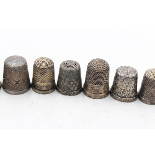 1300 - Eight .925 silver thimbles to include Charles Horner etc. - approx. gross weight 41 grams