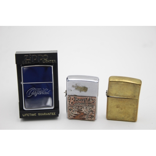 1332 - Three Zippo cigarette lighters