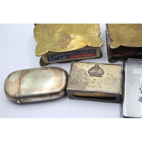 1338 - Eight pieces of tobacciana to include Trench Art matchbox holders etc.