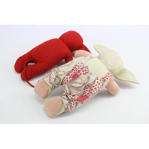 351 - Two vintage handmade cloth pig toys