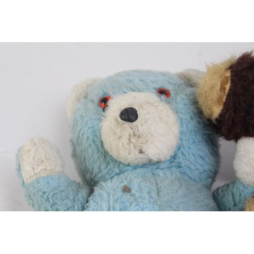 354 - Five vintage soft toys, four teddy bears and one dog