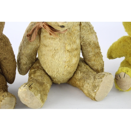 361 - Three vintage jointed mohair teddy bears