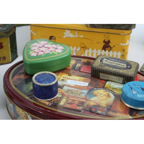 439 - A collection of vintage collectable tins to include Royal, Basset's etc.