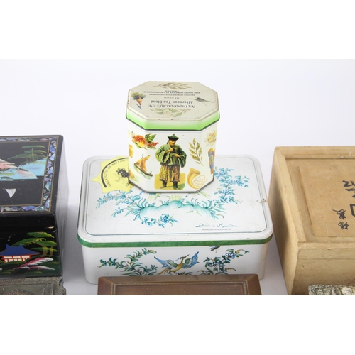 444 - A collection of vintage collectable tins to include Chinese, embossed, tea caddy etc.