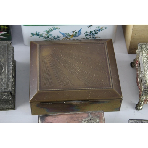 444 - A collection of vintage collectable tins to include Chinese, embossed, tea caddy etc.