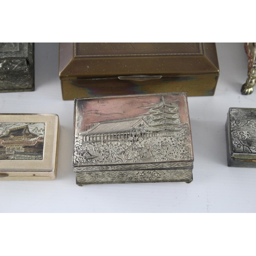 444 - A collection of vintage collectable tins to include Chinese, embossed, tea caddy etc.