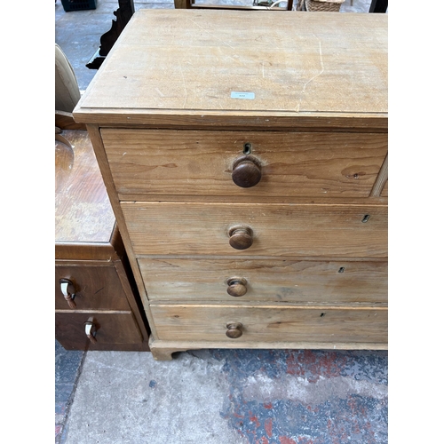 122 - A Victorian pine chest of two short over three long drawers with bracket supports