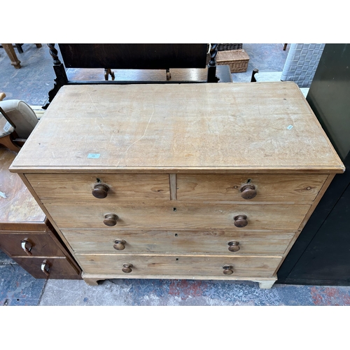 122 - A Victorian pine chest of two short over three long drawers with bracket supports