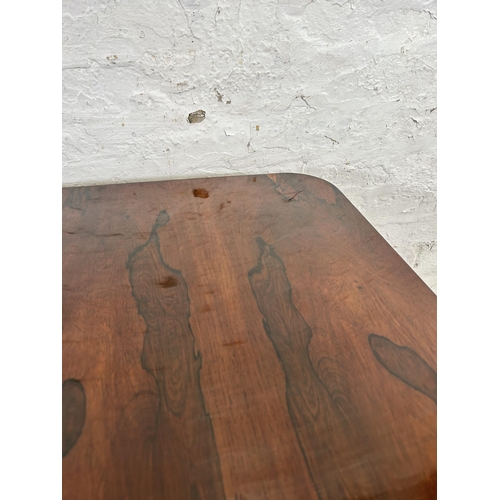 127 - A William IV rosewood fold over tea table on quatrefoil base