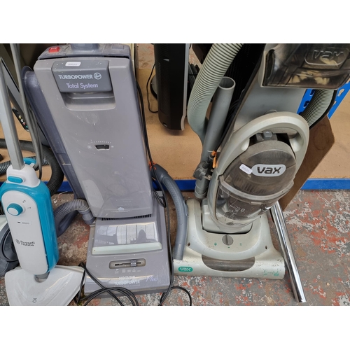 617 - Five cleaners to include Vax Essentials Pet upright bagless vacuum cleaner etc.