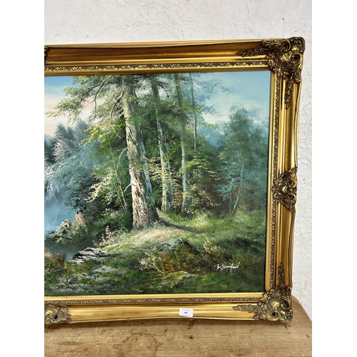 146 - A gilt framed oil on canvas of a landscape scene by R. Danford - approx. 73cm high x 134cm wide