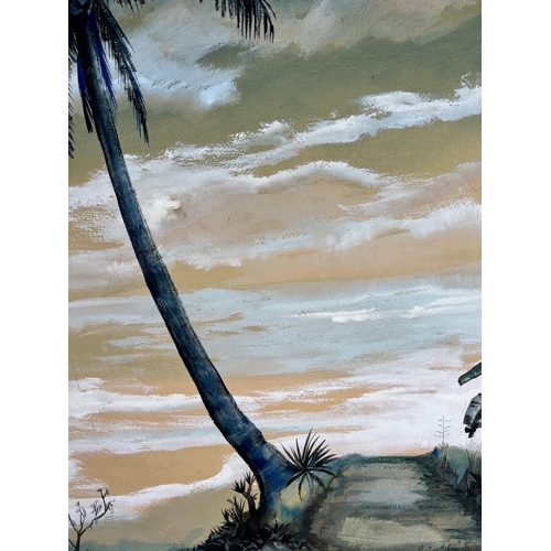 147 - A mid 20th century framed palm tree watercolour, signed lower right G. Macmillan Hughes and dated 19... 